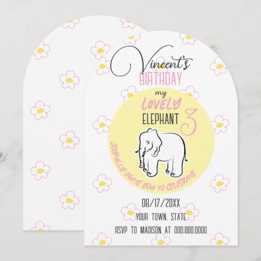 Lieblicher Elefant. Einladung (Vorne/Hinten)