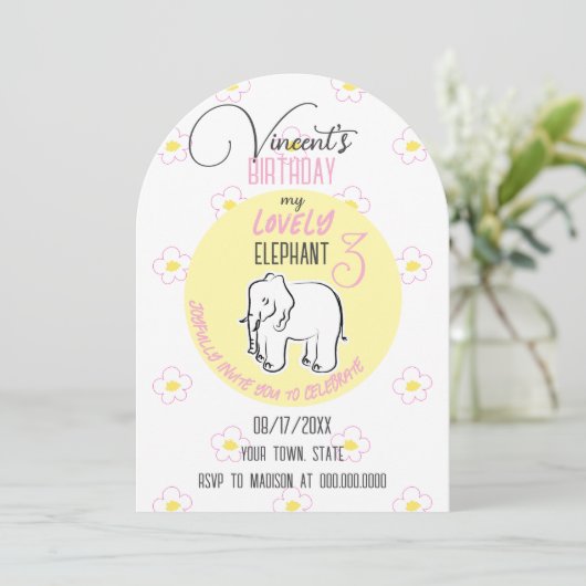 Lieblicher Elefant. Einladung (Stehend Vorderseite)