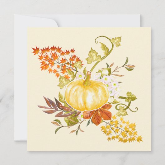 Lieblicher Fall Pumpkin und Herbstlaub Einladung (Rückseite)