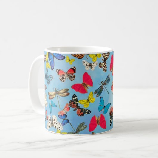 Lieblicher, farbenfroher Federschmetterling Kaffeetasse (Vorderseite Links)