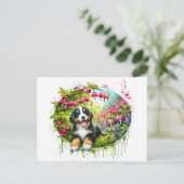 Lieblicher Frühlings-Berner-Sennenhund Postkarte (Stehend Vorderseite)