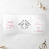 Lieblicher Glitzer Quinceanera Dreifach Gefaltete Einladung (Innenseite)