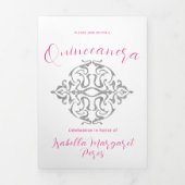 Lieblicher Glitzer Quinceanera Dreifach Gefaltete Einladung (Cover)