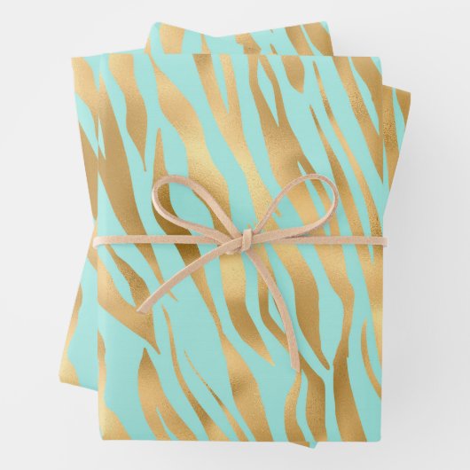 Lieblicher Goldener Hintergrund für Tierminze Geschenkpapier Set (Beispiel)