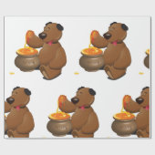 Lieblicher Honig-Liebesbär mit Honigtopf Geschenkpapier (Flach)