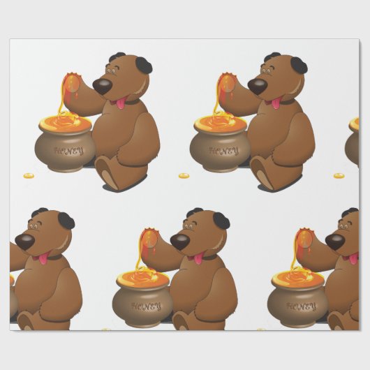 Lieblicher Honig-Liebesbär mit Honigtopf Geschenkpapier (Flach)