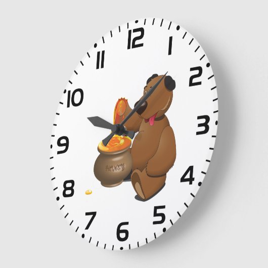 Lieblicher Honig-Liebesbär mit Honigtopf Große Wanduhr (Winkel)