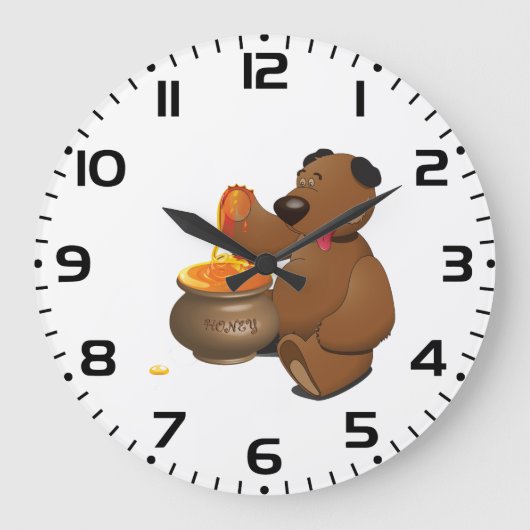 Lieblicher Honig-Liebesbär mit Honigtopf Große Wanduhr (Vorderseite)