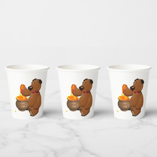 Lieblicher Honig-Liebesbär mit Honigtopf Pappbecher