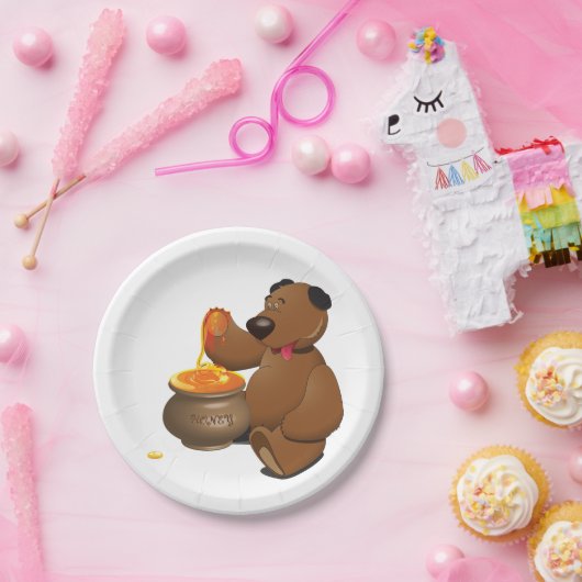 Lieblicher Honig-Liebesbär mit Honigtopf Pappteller (Party)