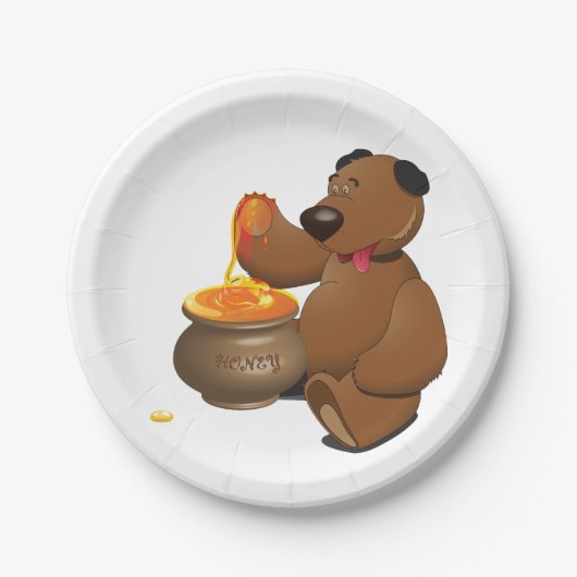 Lieblicher Honig-Liebesbär mit Honigtopf Pappteller (Vorderseite)