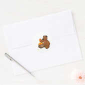 Lieblicher Honig-Liebesbär mit Honigtopf Runder Aufkleber