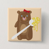 Lieblicher Honigbär mit Löffel und Rotem Bow Button (Vorderseite)