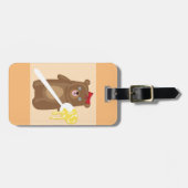 Lieblicher Honigbär mit Löffel und Rotem Bow Gepäckanhänger (Vorderseite horizontal)