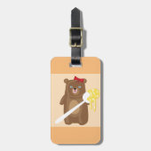 Lieblicher Honigbär mit Löffel und Rotem Bow Gepäckanhänger (Vorderseite vertikal)