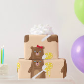 Lieblicher Honigbär mit Löffel und Rotem Bow Geschenkpapier
