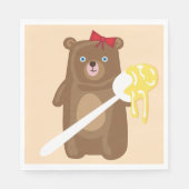 Lieblicher Honigbär mit Löffel und Rotem Bow Serviette (Vorderseite)