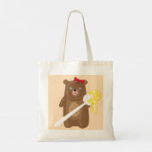 Lieblicher Honigbär mit Löffel und Rotem Bow Tragetasche (Rückseite)