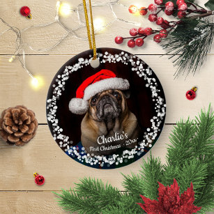 Lieblicher Hund Welpe Pet Erste Weihnachtsfeier Fo Keramik Ornament