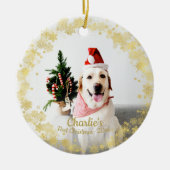 Lieblicher Hund Welpe Pet Erste Weihnachtszeit Ein Keramik Ornament (Vorne)