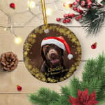 Lieblicher Hund Welpe Pet Erste Weihnachtszeit Ein Keramik Ornament<br><div class="desc">Lieblicher Hund Welpe Haustier Erste Weihnachtsfeier Keramik Ornament</div>