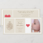 Lieblicher Islam Aqiqah Babyankündigung Einladung (Vorne/Hinten)