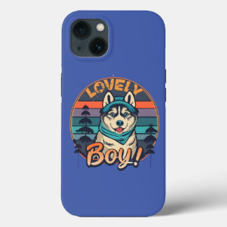 Lieblicher Junge Cool Vintag Retro Husky Welpe Case-Mate iPhone Hülle