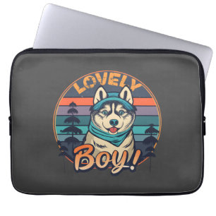 Lieblicher Junge Cool Vintag Retro Husky Welpe Laptopschutzhülle