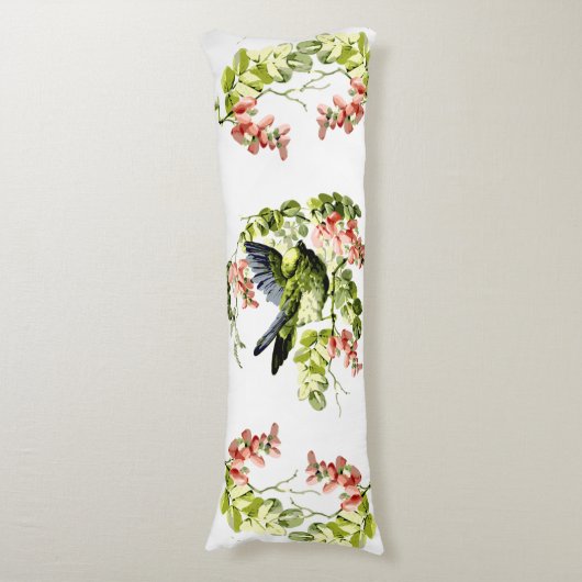 Lieblicher junger Papagei im blühenden Baum Seitenschläferkissen (Vorderseite Vertikal)