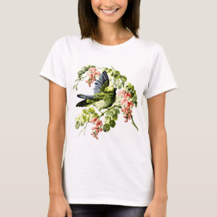 Lieblicher junger Papagei im blühenden Baum T-Shirt
