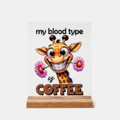 Lieblicher Kaffeetyp Wort Art Giraffe Acrylschild (Vorderseite)
