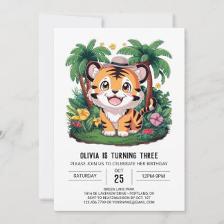 Lieblicher kleiner Tiger Digital Geburtstag Einladung