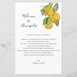 Lieblicher Lemon Wedding Willkommensbrief, Reisero