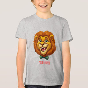 Lieblicher Löwenmaskottchen mit Fliege für Kinder Tri-Blend Shirt