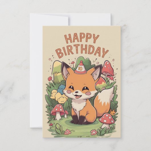 Lieblicher Magischer Fox Geburtstag Karte (Vorderseite)