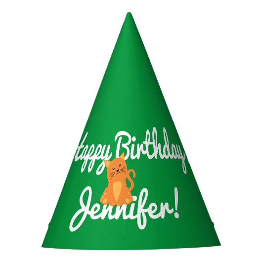 Lieblicher Niedlicher Cartoon Orange Kitten Green  Partyhütchen (Vorderseite)