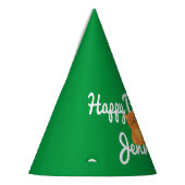 Lieblicher Niedlicher Cartoon Orange Kitten Green  Partyhütchen (Links)