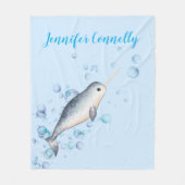 Lieblicher Ozean Baby Boy Narwhal & Blubbles Fleecedecke (Vorderseite)
