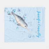 Lieblicher Ozean Baby Boy Narwhal & Blubbles Fleecedecke (Vorderseite (Horizontal))
