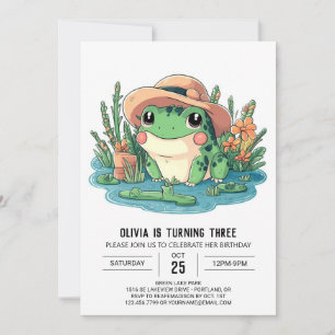 Lieblicher Pastel Frog Digital zum Geburtstag Einladung