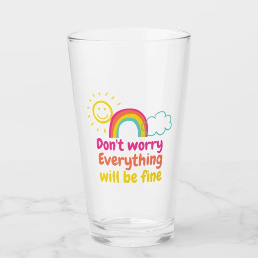 Lieblicher Regenbogen, Sonne und Wolke Glas (Vorderseite)