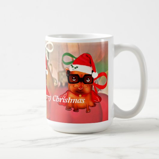Lieblicher Santa-Bulldog mit Weihnachtsmannmütze Kaffeetasse (Rechts)
