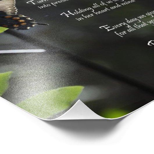 Lieblicher Schmetterling "zu meiner Mutter" Danke, Fotodruck (Ecke)