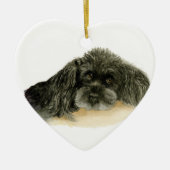 Lieblicher schwarzer Poodhund, optional personalis Keramik Ornament (Vorne)