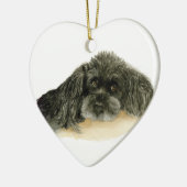 Lieblicher schwarzer Poodhund, optional personalis Keramik Ornament (Links)