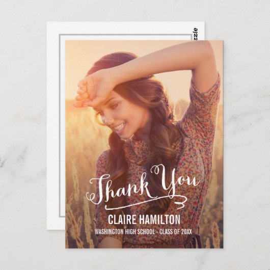 Lieblicher Script-Abschluss Danke-Card Postkarte (Vorne/Hinten)