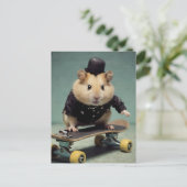 Lieblicher Skateboarding Hamster Postkarte (Stehend Vorderseite)