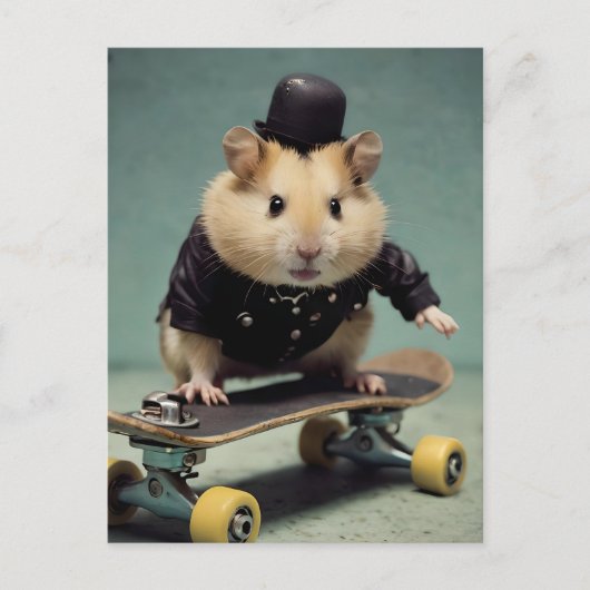 Lieblicher Skateboarding Hamster Postkarte (Vorderseite)