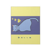 Lieblicher Spaß Blue Cat mit rosafarbenen Ohren un Notizblock (Rotiert)