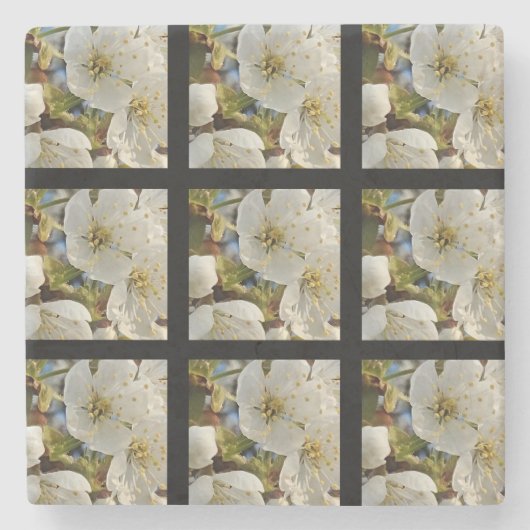 Lieblicher Springflower Grid Steinuntersetzer (Vorderseite)